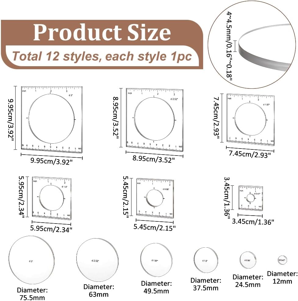 Pack of 6 Router Templates Circle Inlay Templates Clear Drawing Scale Rulers Acrylic Router Jig Template Decorative