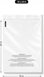 200 Count 18x24” Clear Poly Bags with Suffocation Warning Self-Sealing Plastic Bags for Shipping, Retail Packaging