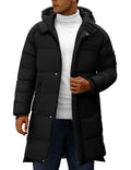 Men's Long Puffer Coat Hooded Quilted Water-Resistant Jacket