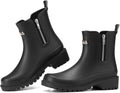 Short Rain Boots for Women with Zipper Waterproof Chelsea Boots Rubber Garden Shoes for Ladies Fashion