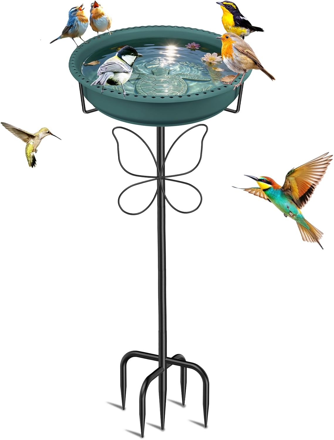Bird Bath for Outside, Garden Freestanding Birdbath & Birdfeeder with Removable Bowl, Bird Baths Feeder for Outdoors