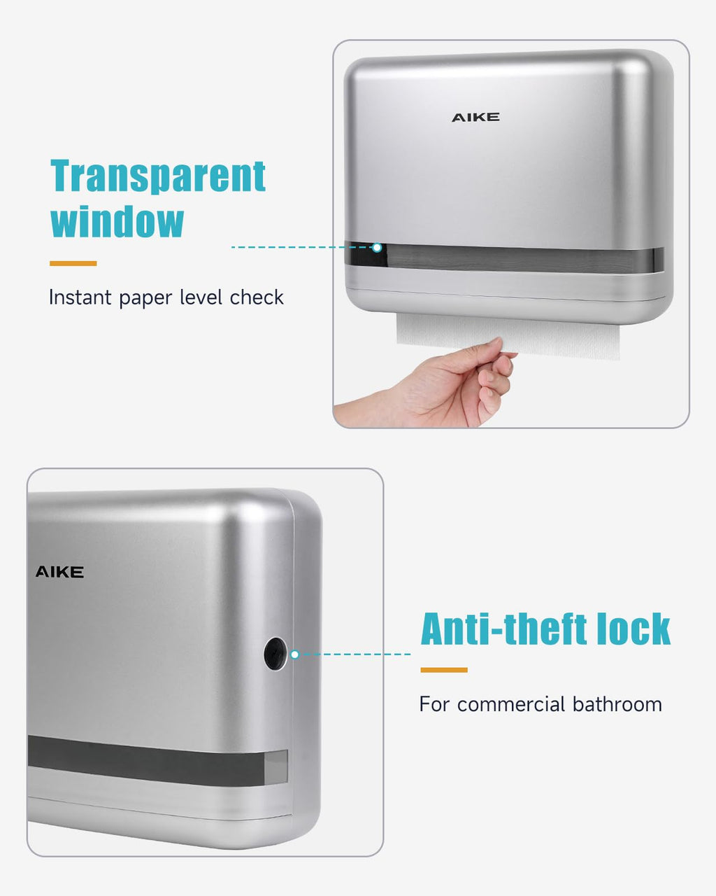 200 Sheets Wall Mount Paper Towel Dispenser,Fit Multifold Paper,Silver