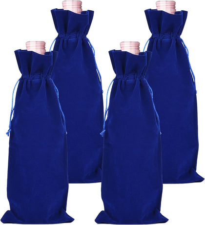 4 Pcs velvet wine bags, Wine Champagne Gift Bag With Drawstring,red Wine Drawstring Bottle Bags cloth for