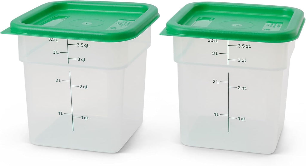 Food Storage Container with Lid (Microwave Safe and BPA-Free) - 2 Pack - Classic Series Square with Green Lid - 4 QT