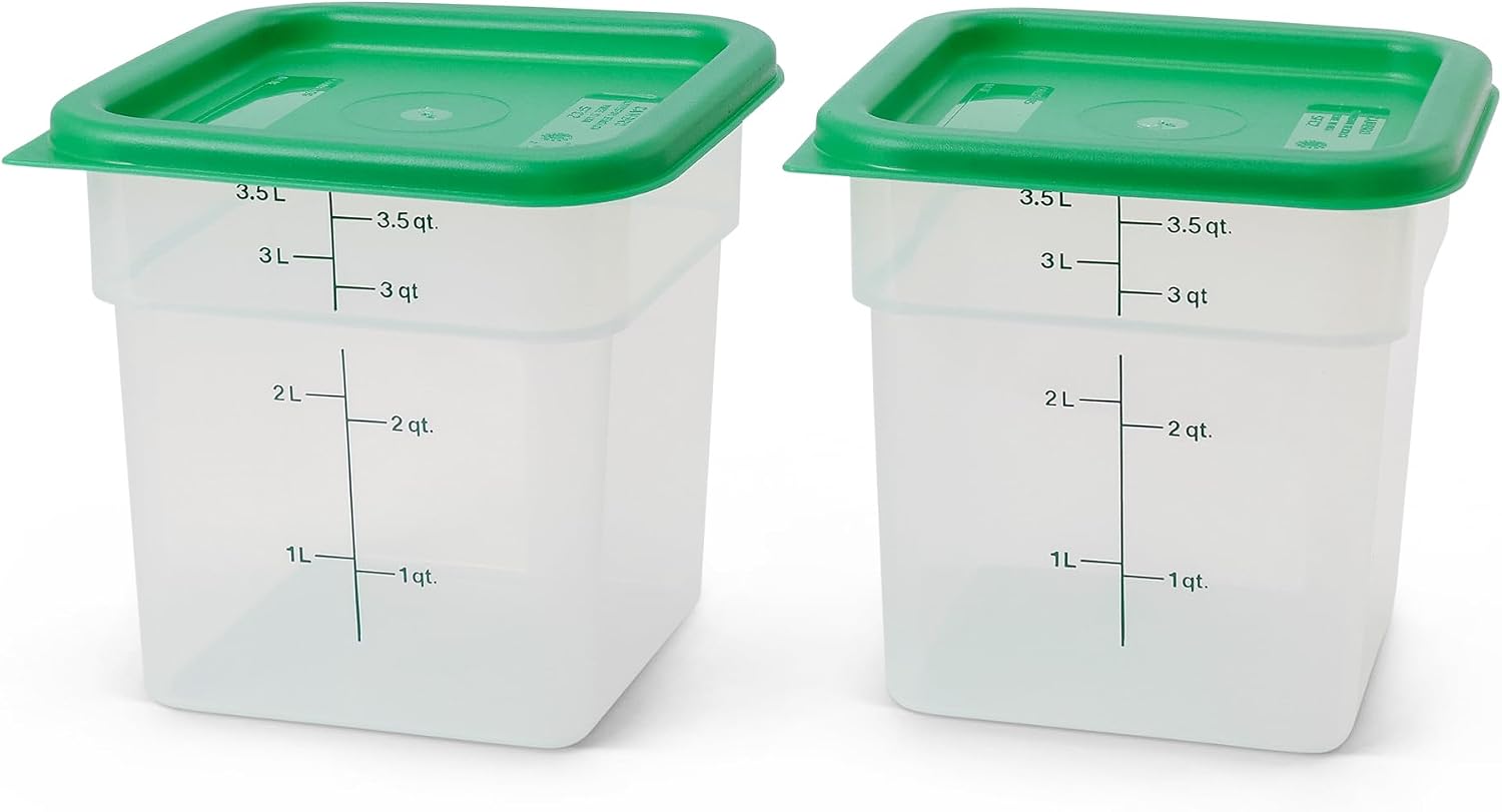 Food Storage Container with Lid (Microwave Safe and BPA-Free) - 2 Pack - Classic Series Square with Green Lid - 4 QT