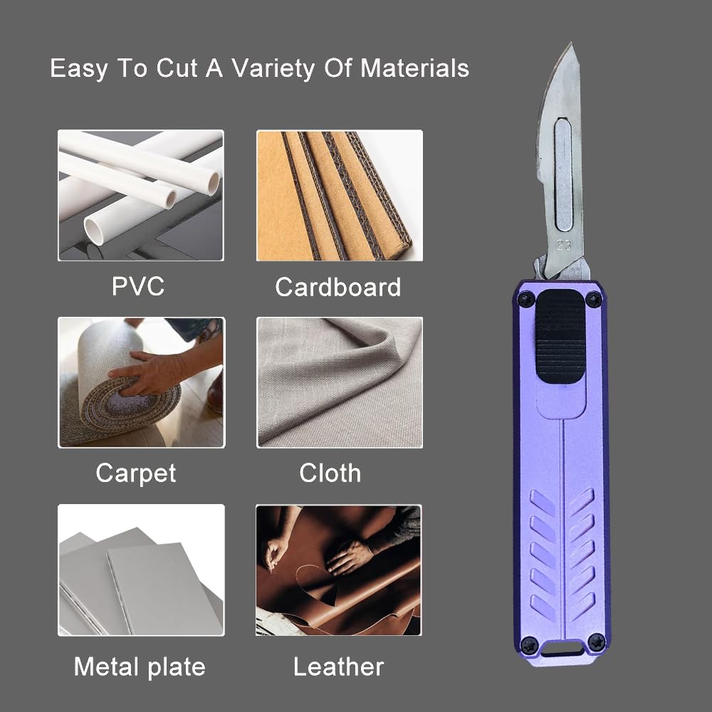 EDC Retractable Scalpel Knife, Mini Automatic Box Cutter
