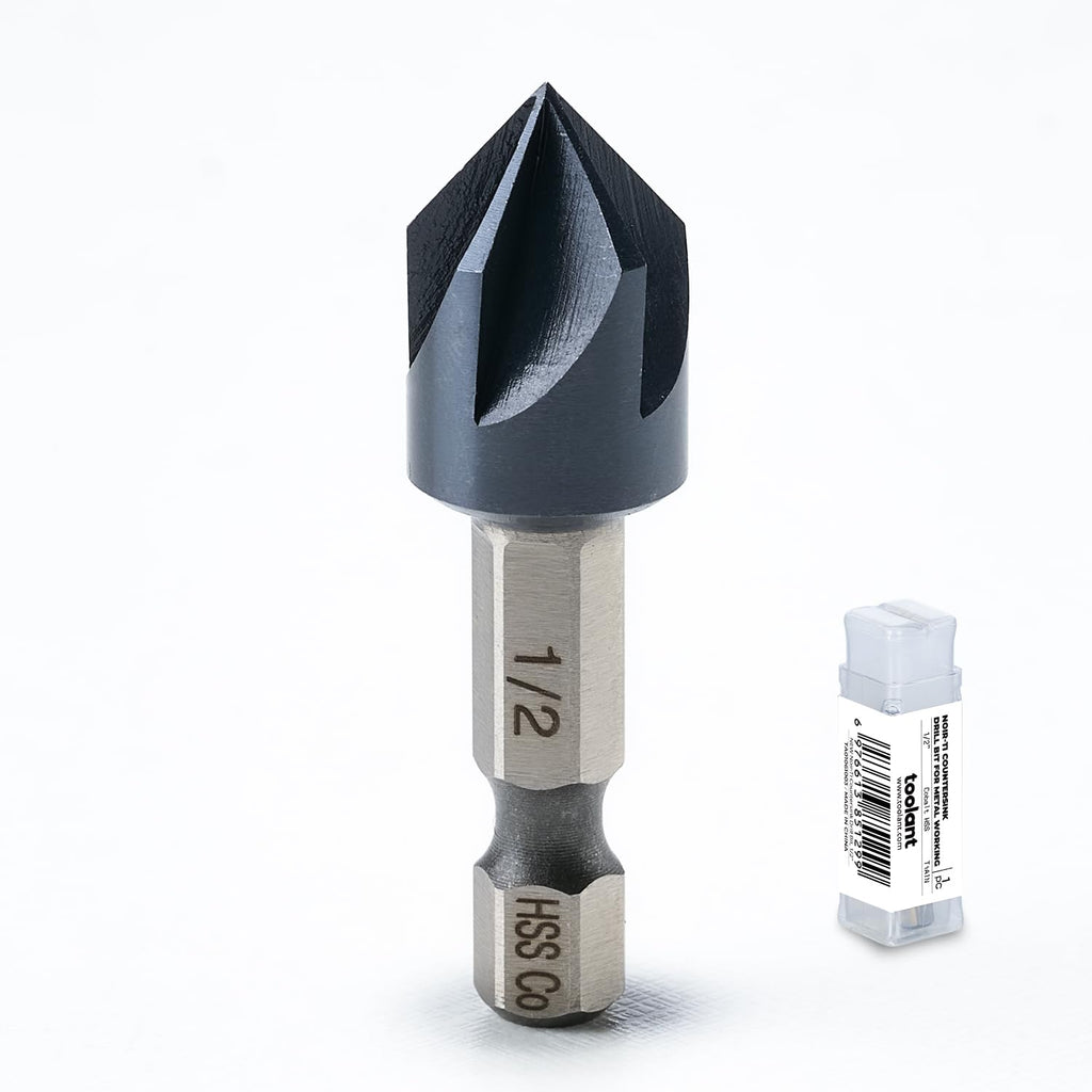 toolant 1/2" Noir-Ti Cobalt Countersink Drill Bit(Pro), Titanium Aluminum Nitride Coated with Quick Change Hex Shank
