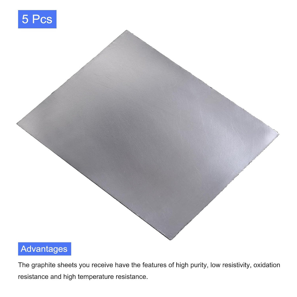 PATIKIL Flexible Graphite Foil Graphite Gasket Sheet Graphite Foil Sheet 250x200x0.5mm, Pack of 5