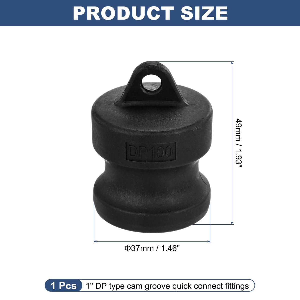 Kozelo Type DP 1" Poly Dust Plug Cam Lock Hose Fitting