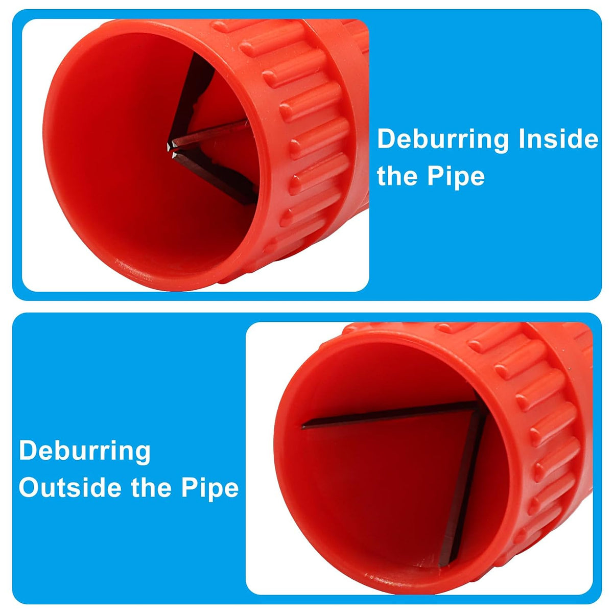 2pcs Inner & Outer Pipe Deburring Tool, Red