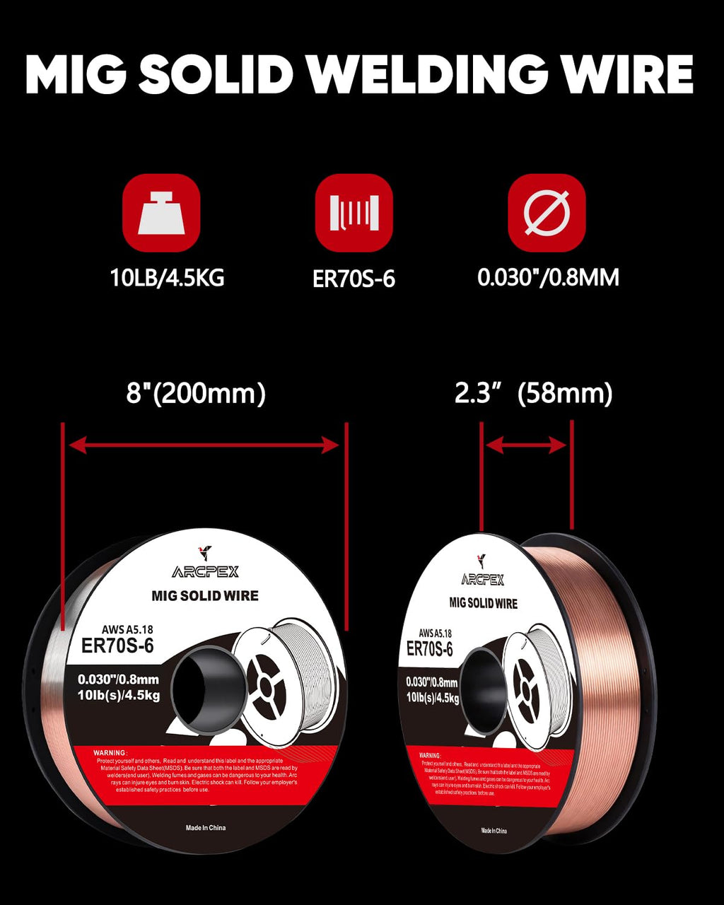 ARCPEX MIG Welding Wire, ER70S-6 030 MIG Welding Wire 10-Pound Spool