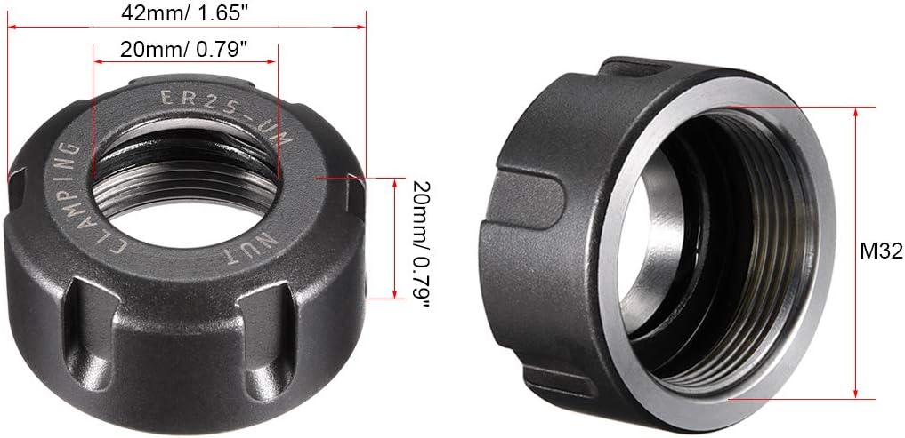uxcell Clamping ER25-UM(M32) Collet Clamping Nuts for CNC Milling Chuck Holder Lathe