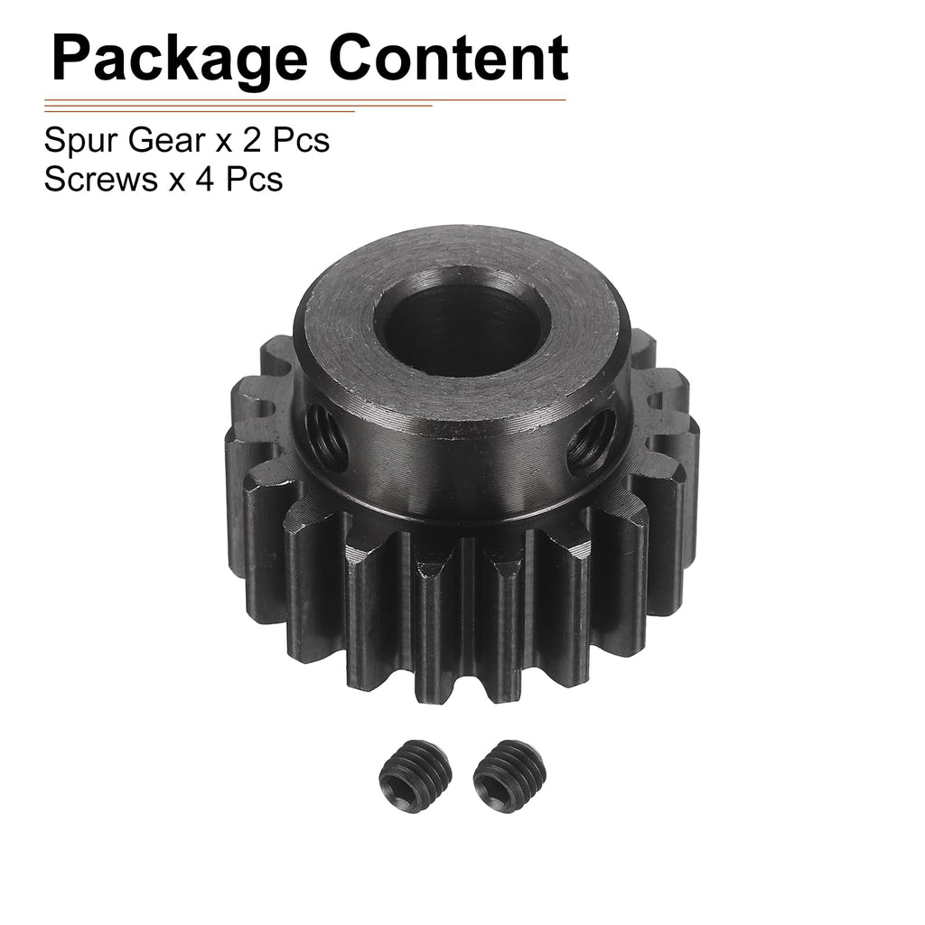 DTGN Spur Gear 1.5Mod 19 Teeth 12mm Thickness 8mm Bore 2Pcs