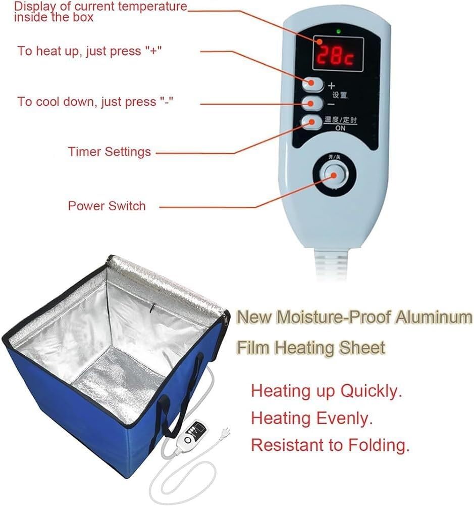Foldable Dough Proofer for Sourdough, Temperature Control Heating Cabinet for Bread Fermentation, Yogurt Maker Box