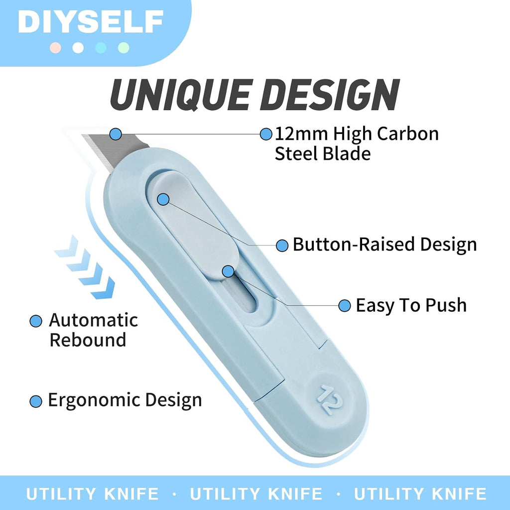 8 Pack Small Box Cutters, Retractable Package Cutters for Office
