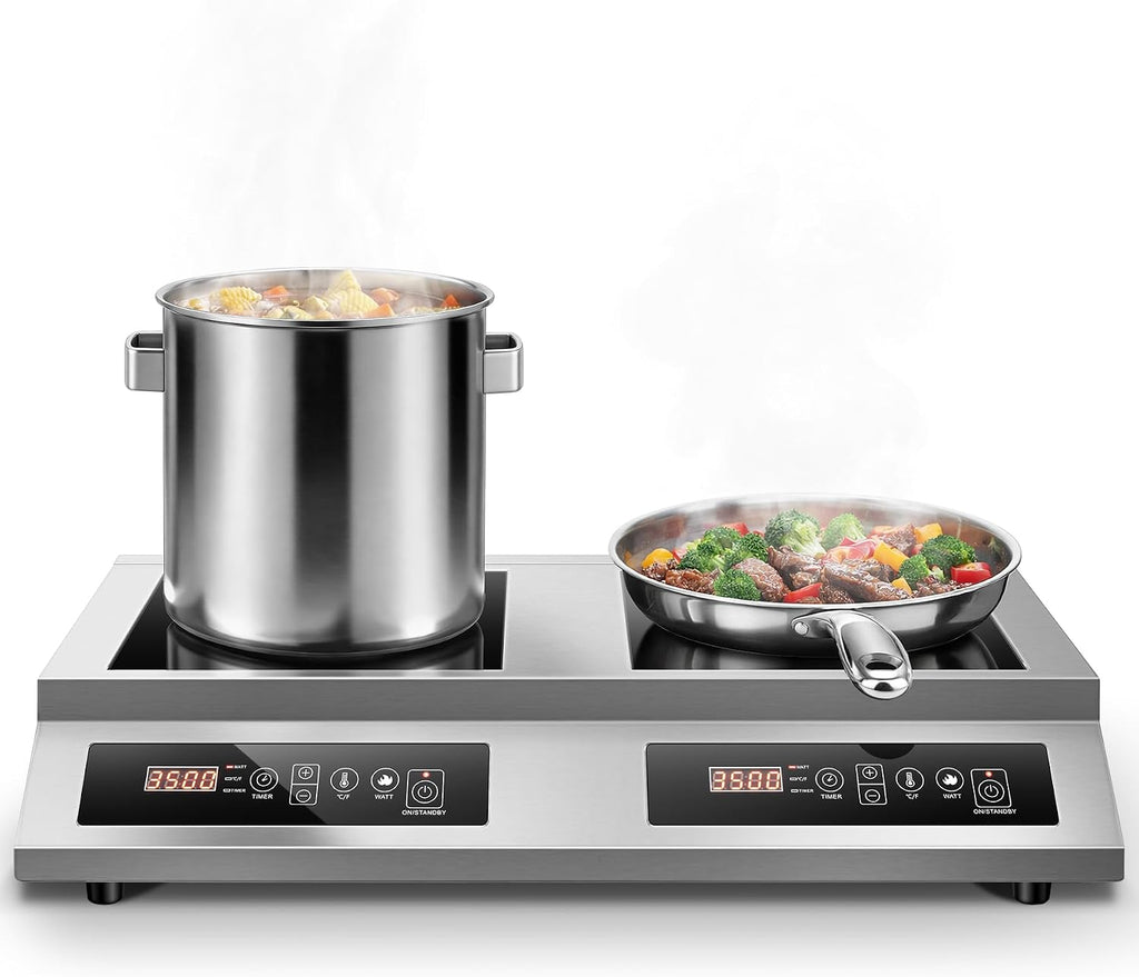 7000W Commercial Double Induction Cooktop Countertop