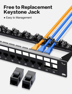 24 Port Cat6 Keystone Patch Panel 1U 19-Inch Rackmount