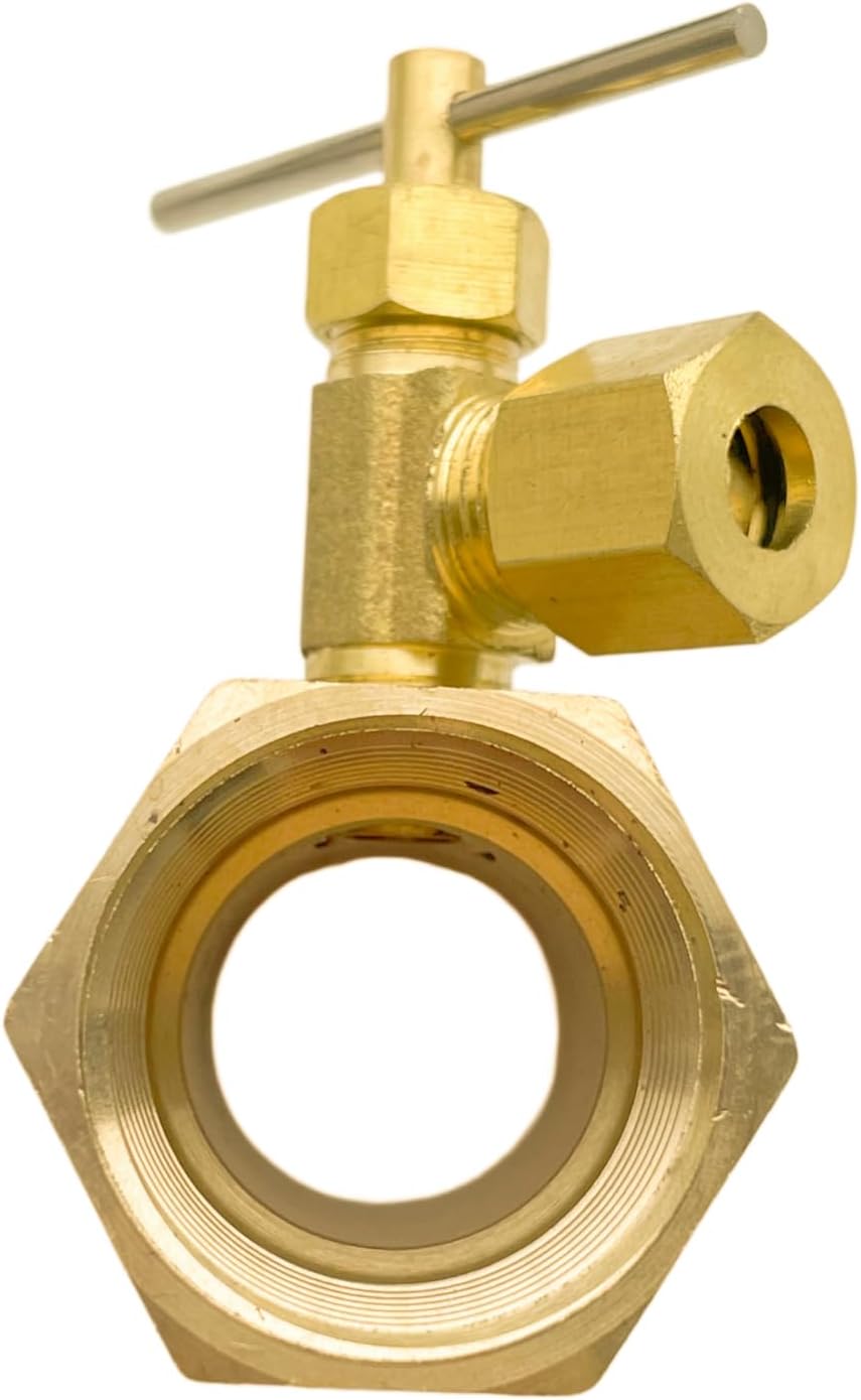 Brass Ice Maker Valve Adapter, 3/4" MIP x FIP with 1/4" Needle