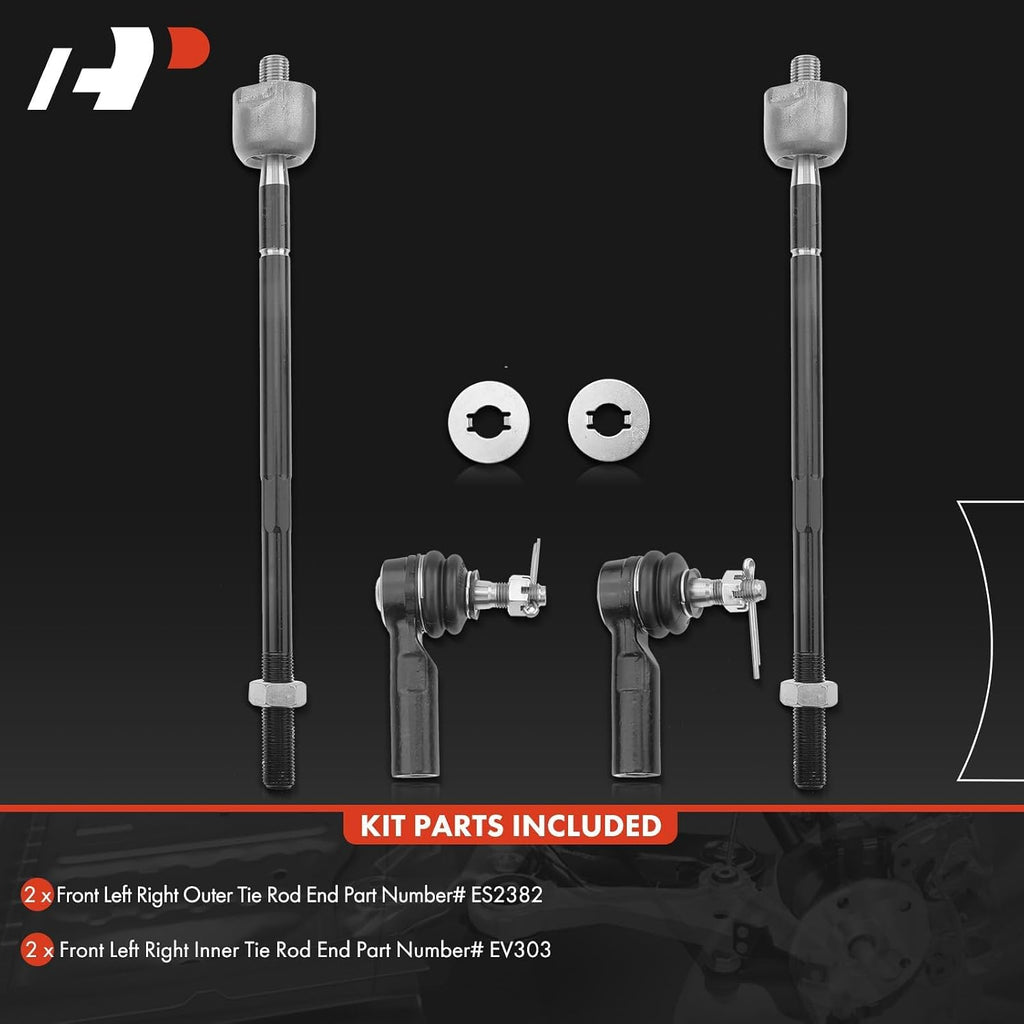 A-Premium Front Inner & Outer Tie Rod End Kit, Fix Uneven Tire Wear