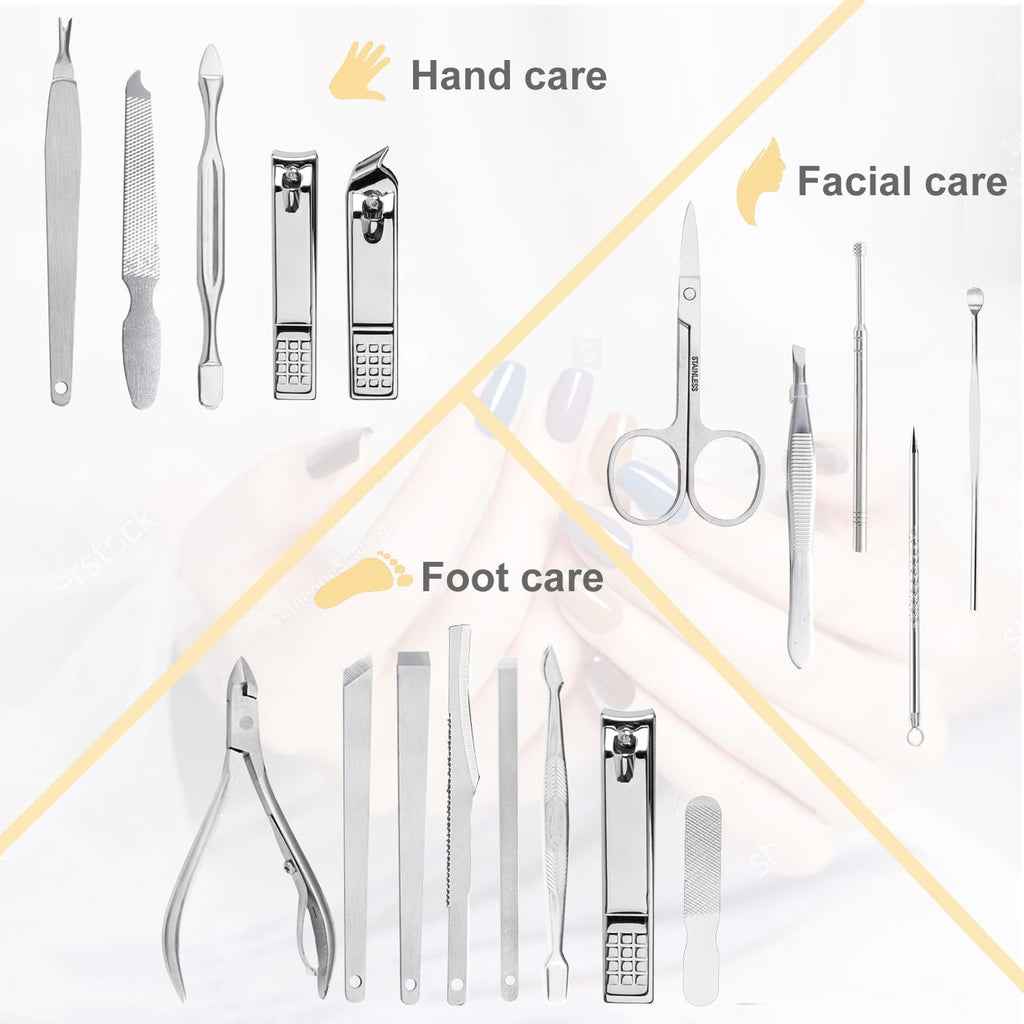 Nail Clippers Set for Men and Womens Gift Manicure Set 18 Pieces Stainless Steel Manicure Kit,Nail Care Tools with