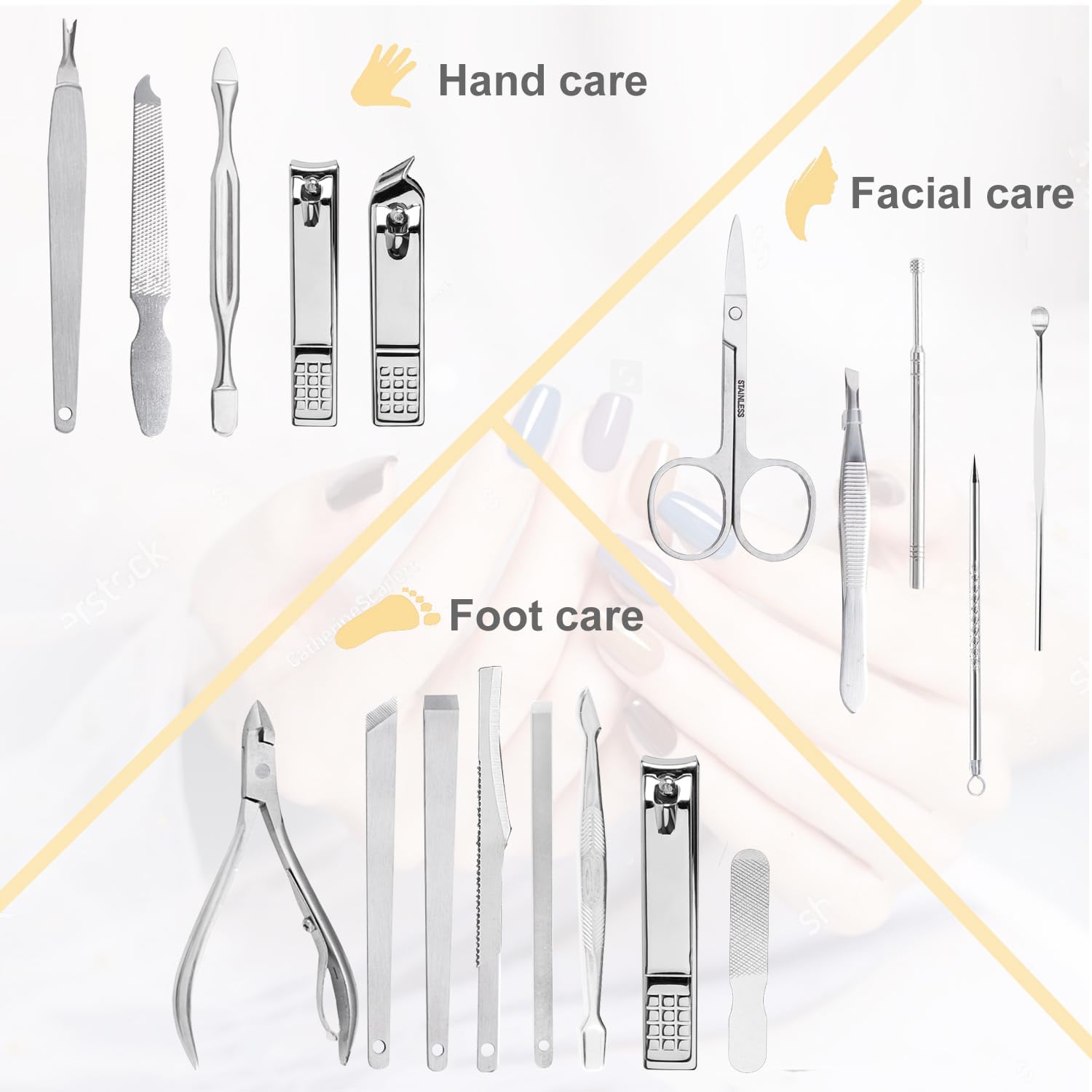Nail Clippers Set for Men and Womens Gift Manicure Set 18 Pieces Stainless Steel Manicure Kit,Nail Care Tools with