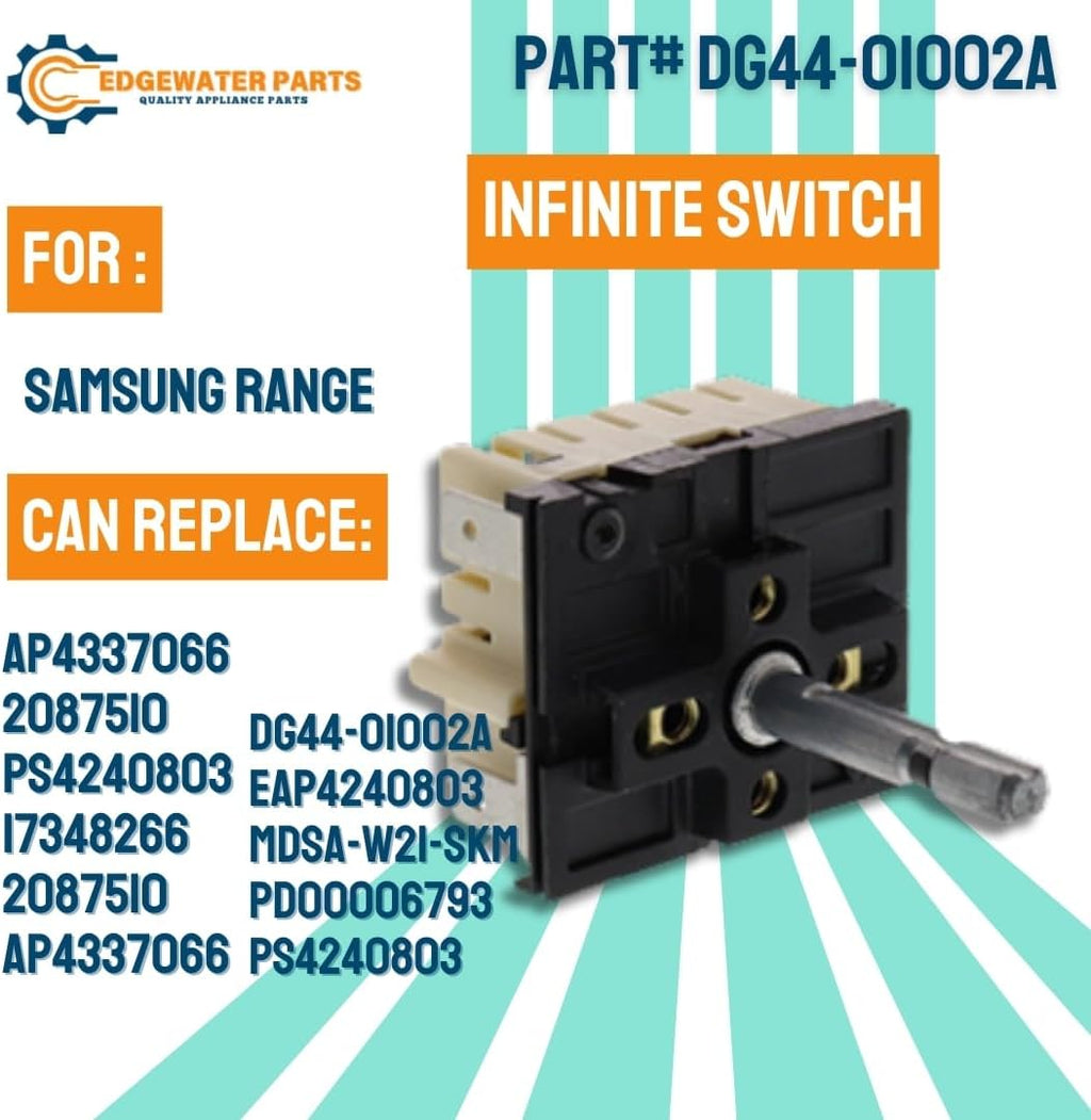 Edgewater Parts DG44-01002A Infinite Switch Compatible With Samsung Oven Fits Model# (FCQ, FE7, FER, FTQ, NE59J34, NE59J43)