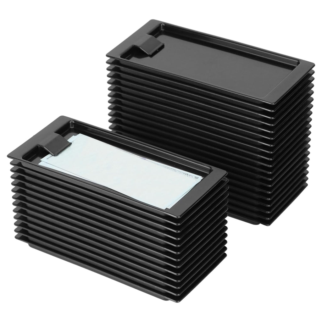 Black Check Holders, 32 Pcs Check Presenters Trays for Restaurants, Plastic Guest Receipt Holder Tray