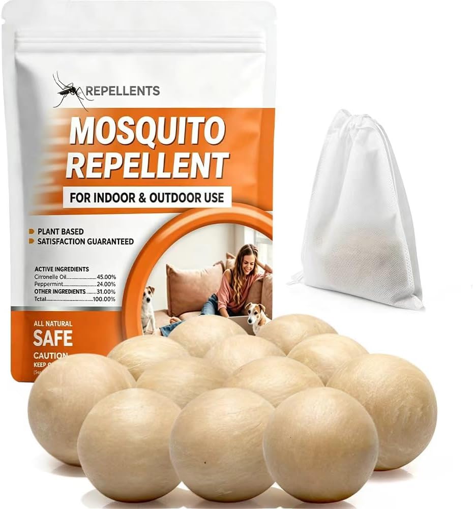 Mosquito Repellent Outdoor Patio, Indoor Mosquito Repellent Balls 12 Packs | Mosquito Deterrent for Yard, Mosquito
