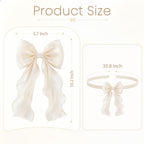 Curtain Tiebacks, French Silky Bow Curtain Holdbacks, Beige, 2 Pcs