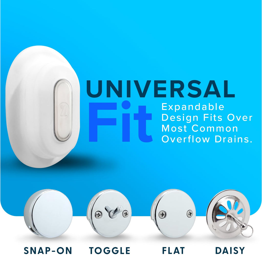 Better Soak Adjustable Overflow Drain Cover, Oval, White