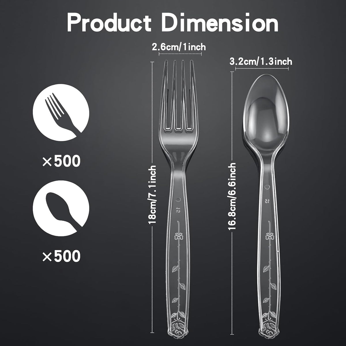 1000 Count Plastic Silverware Heavy Duty 500 Forks 500 Spoons