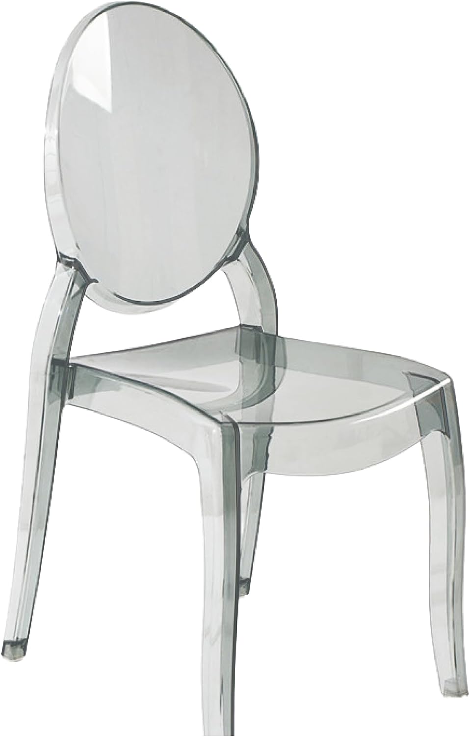 Large Acrylic Ghost Chairs Set of 4, 20 Inch Seat, Smoke Grey
