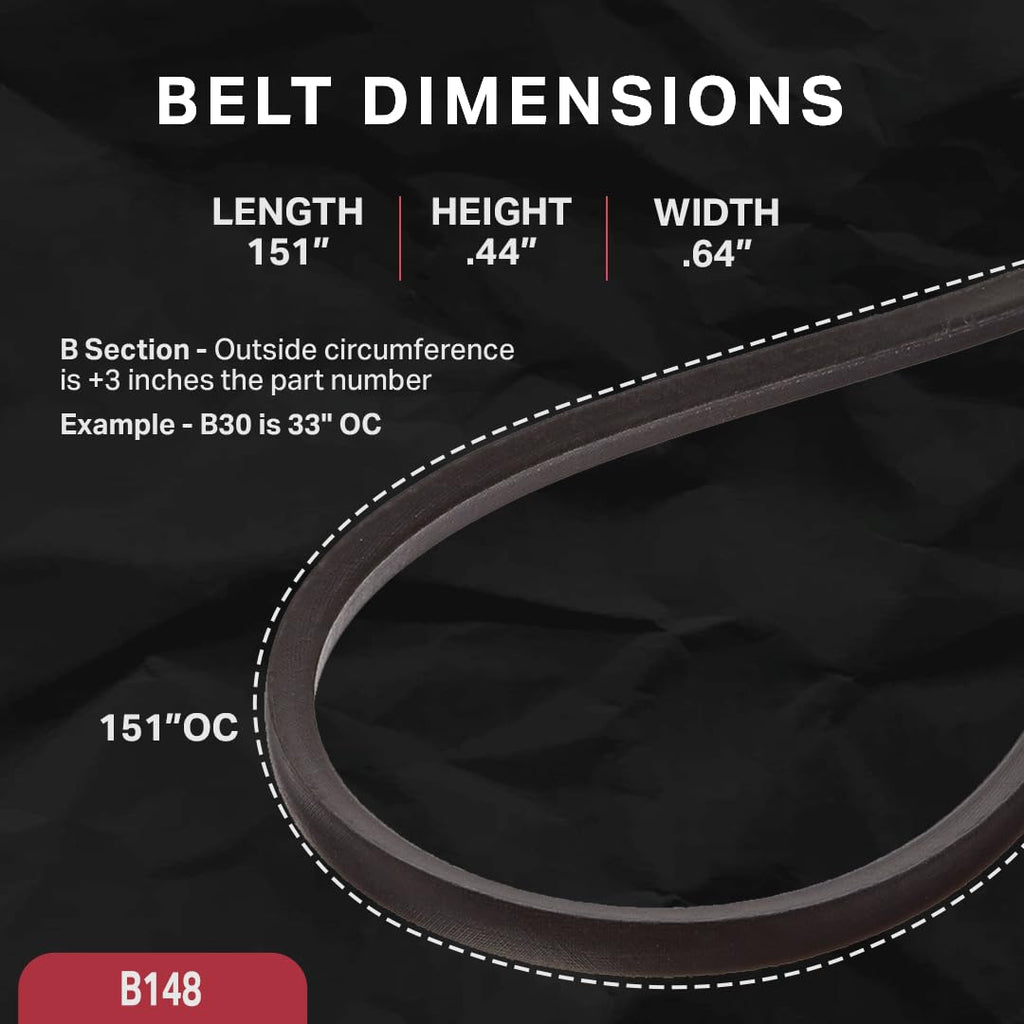 BESTORQ B148 Rubber V-Belt, Wrapped, Black, 151" Length x 0.66" Width x 0.44" Height