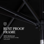 9ft Commercial Grade Patio Umbrella, 5-Year Fade Resistant 260 GSM Polyester Canopy, Rustproof Aluminum Frame, Smooth