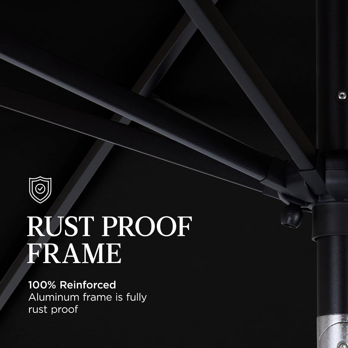 9ft Commercial Grade Patio Umbrella, 5-Year Fade Resistant 260 GSM Polyester Canopy, Rustproof Aluminum Frame, Smooth