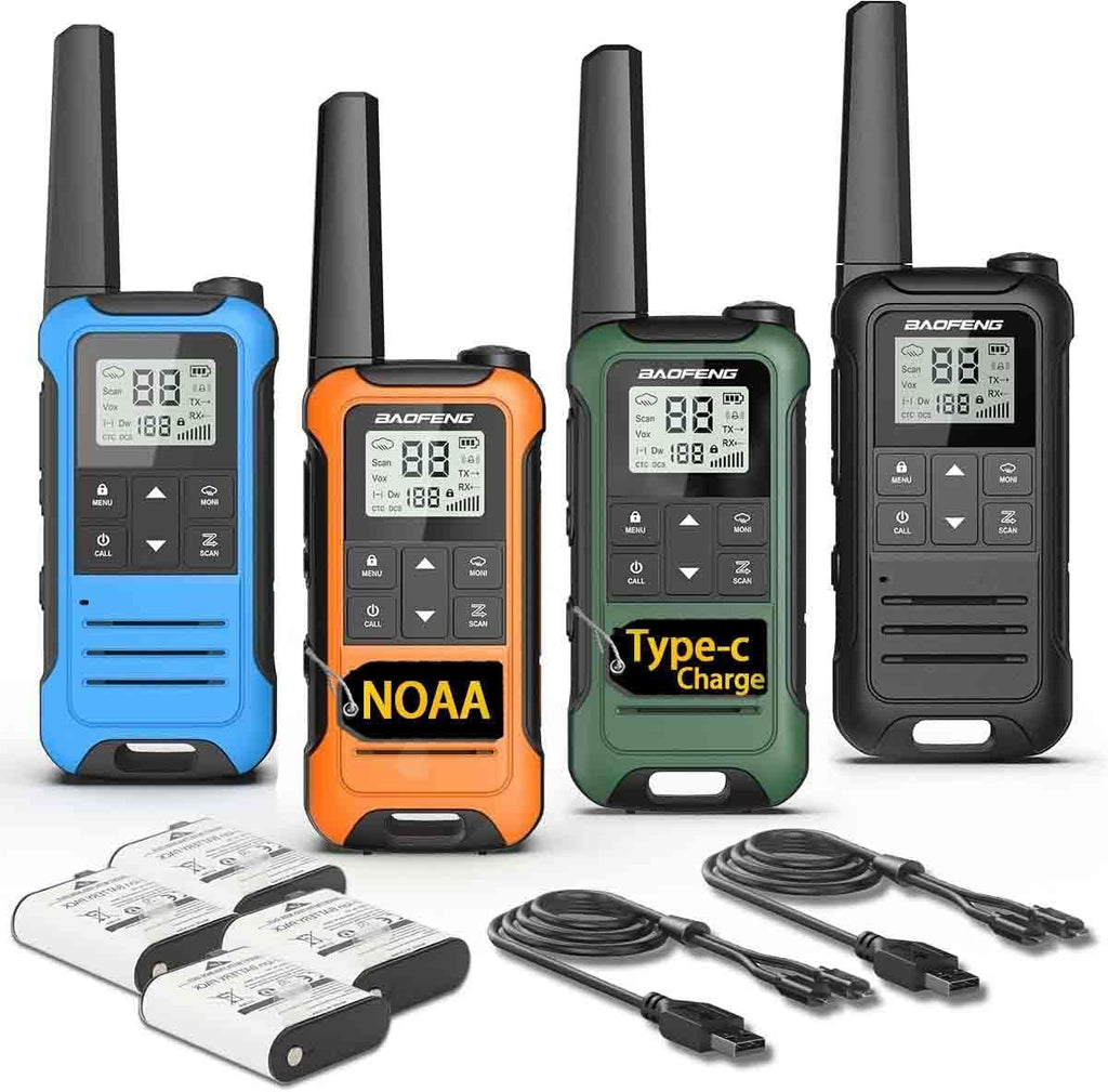 Walkie Talkies Long Range for Adult, 4Pack Rechargeable Baofeng Walkie Talkie F22 FRS Two Way Radio 1400mAh Li-ion