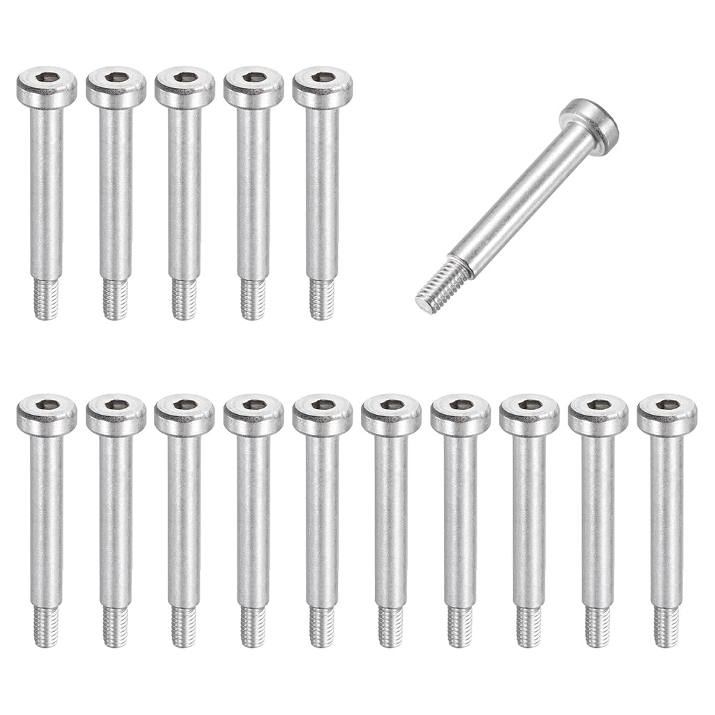 MECCANIXITY 16 Pcs 304 Stainless Steel Shoulder Bolt 5mm Shoulder Dia 30mm Shoulder Length M4x0.7 Thread Hex Socket Shoulder Bolts for Hydraulic Injection Molding Machinery Industries