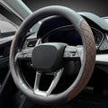 Nappa Leather Steering Wheel Cover,Elegant Diamond Checkered Design, Non-Slip wear-Resistant, Enhance Driving