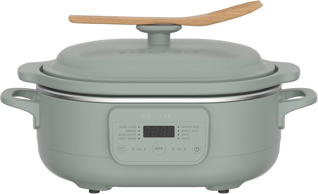 4 Quart Claypot Slow Cooker, 8-in-1 Multi Cooker with Flexible Programming, Removable Crock, Nonstick, Oven Safe Pot