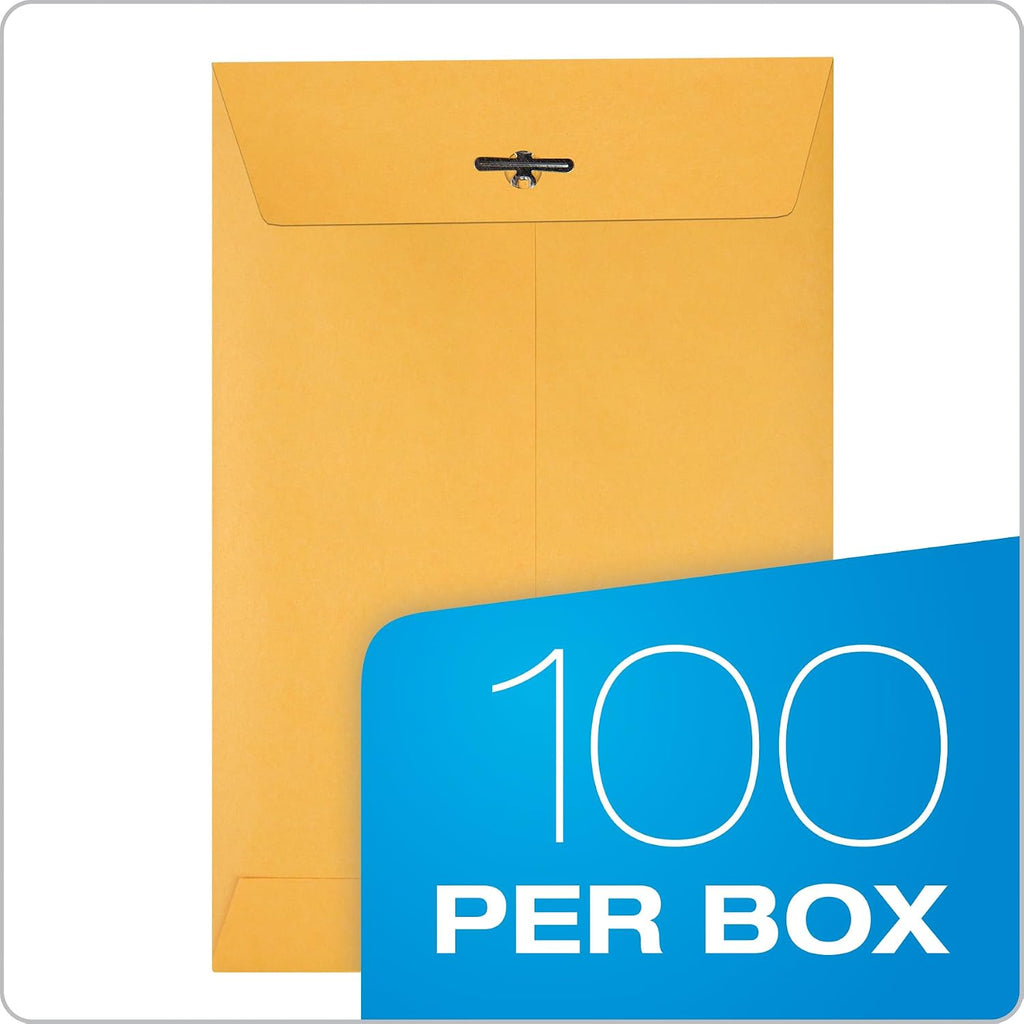 Clasp Envelopes, 6.5 x 9.5 Inch Brown Kraft Catalog Envelopes, for Mailing Small Business Papers, Gummed Closure, Box