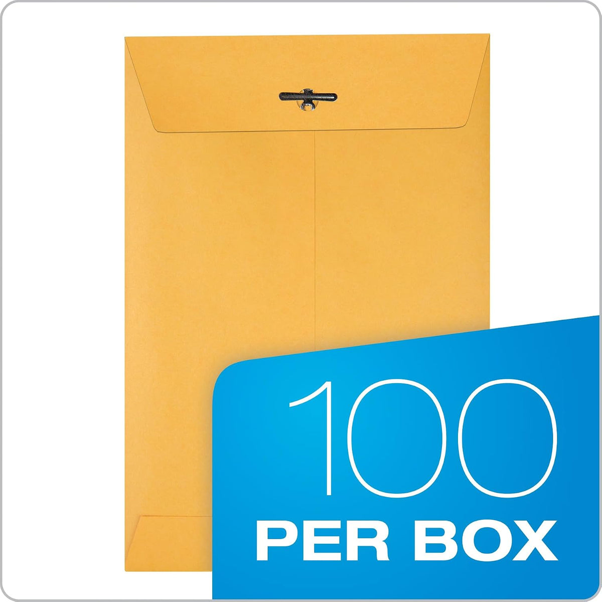 Clasp Envelopes, 6.5 x 9.5 Inch Brown Kraft Catalog Envelopes, for Mailing Small Business Papers, Gummed Closure, Box