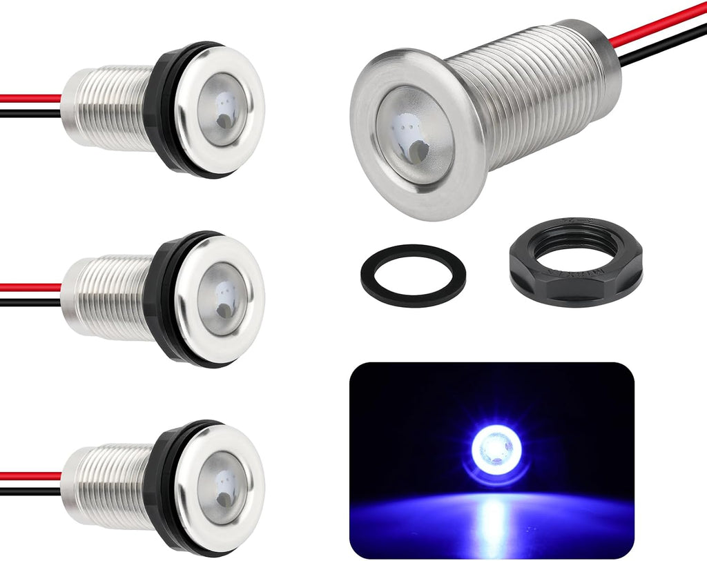 Marine LED Boat Interior Lights, 12V-24V, 4PCS Blue, IP68