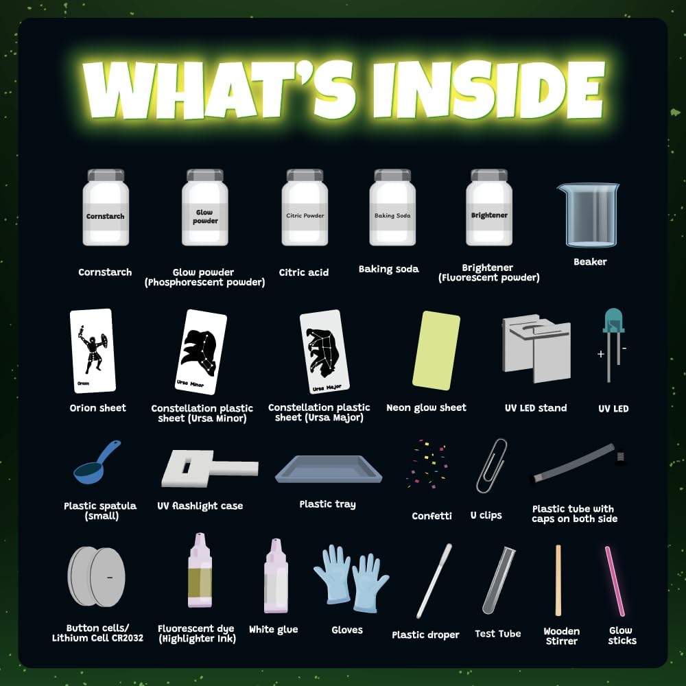 Glow in The Dark Science Experiment Kit for Kids, 15+ Amazing Science Experiments, STEM Learning for 8-12 Years Old
