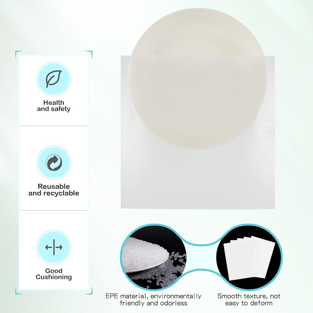 Thickened Packaging Foam Pouches and Sheets in 4 Sizes, 320 PCS with 60 Fragile Stickers, Dish Packing Supplies for