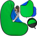 Blue Green Screen Backdrop Double Sided Collapsible Greenscreen Backdrop with Carrying Bag,Portable Pop Up Green