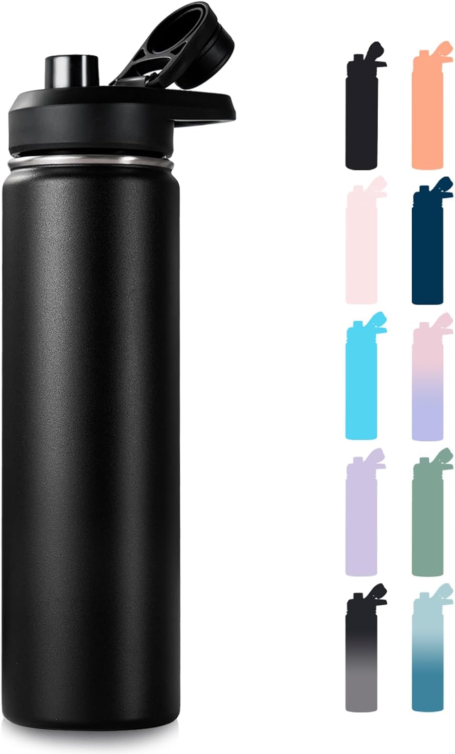 Insulated Water Bottle with Handle, 304 Stainless Steel Water Bottles with Wide Mouth, Double Wall Vacuum Sports