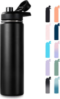 Insulated Water Bottle with Handle, 304 Stainless Steel Water Bottles with Wide Mouth, Double Wall Vacuum Sports