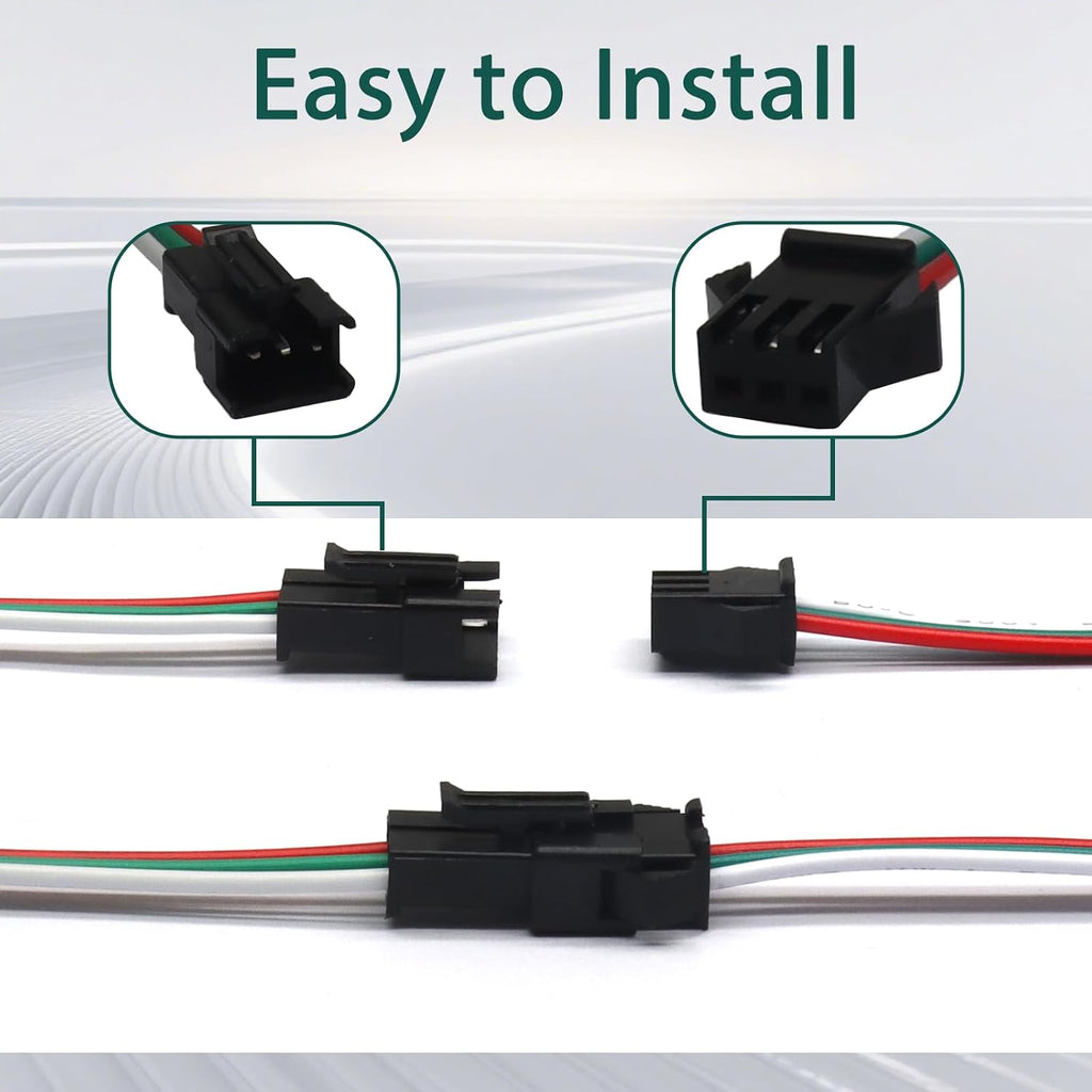 3 Pin JST SM Connector 20 Pairs, 15cm 22AWG Pigtail