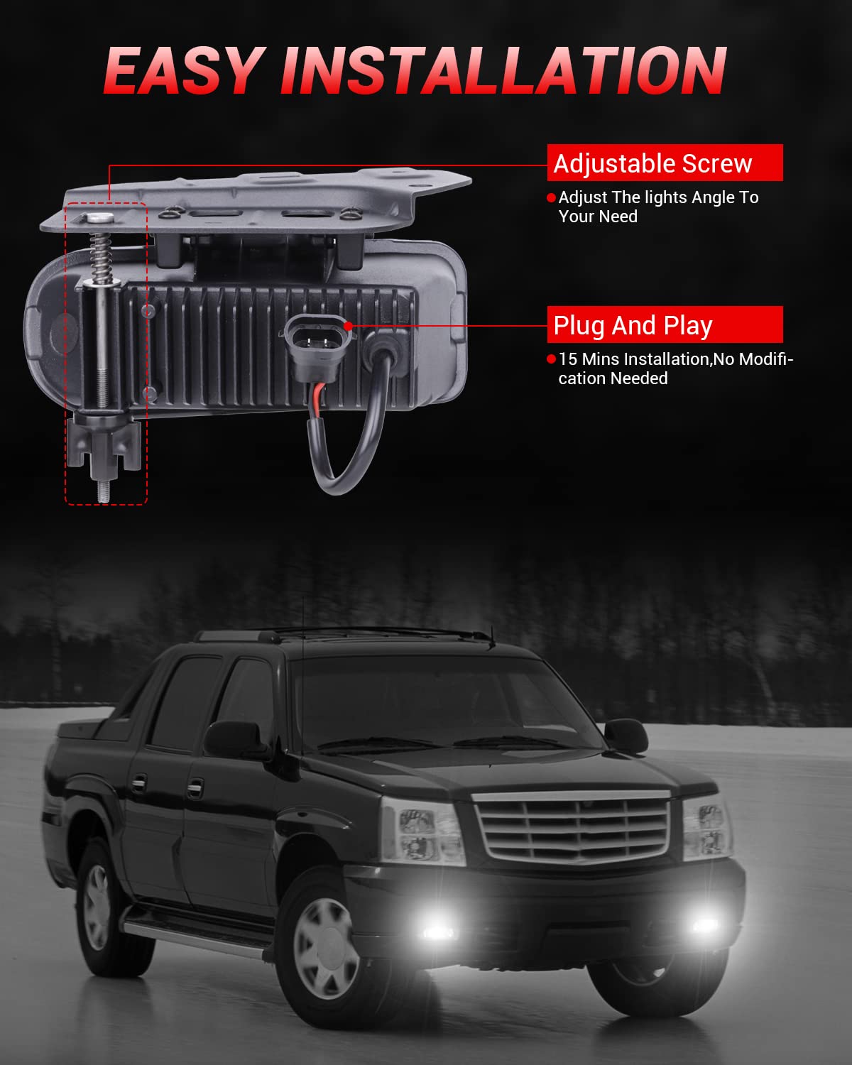 DOT LED Fog Lights Assembly for 2002-2006 Cadillac Escalade EXT ESV