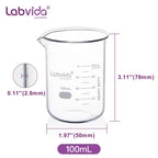 10pcs 100ml 3.3 Borosilicate Glass Thick Beakers, LVA024